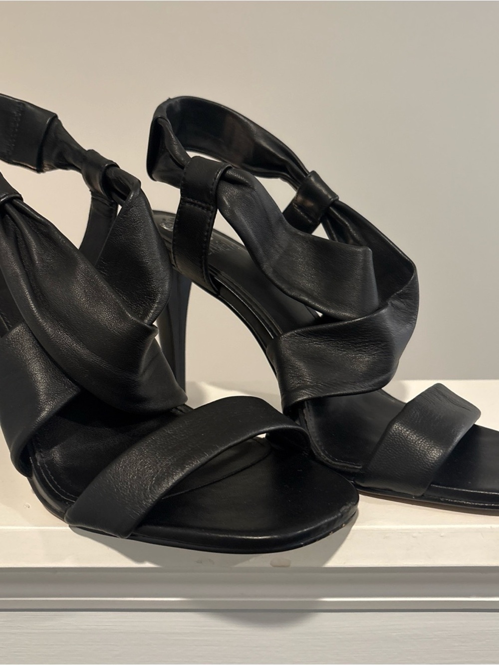 Vince Camuto Black Twisted-Strap High Heel Sandals